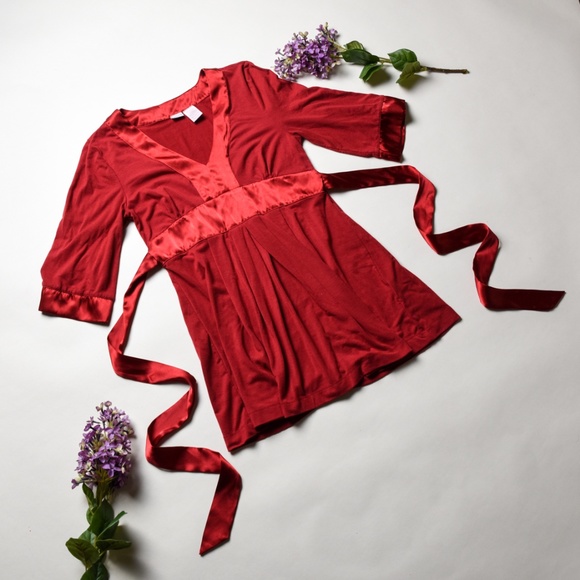 Route Tops - ROUTE Red Top with Cute Waist Band - Size M